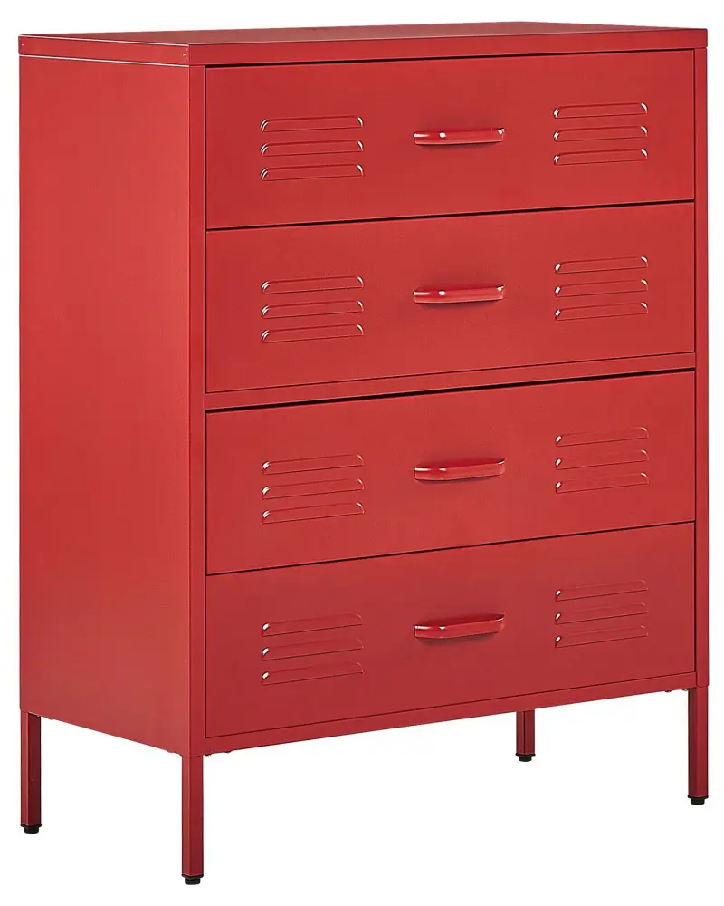 4 Drawer Metal Chest Red ENAGO