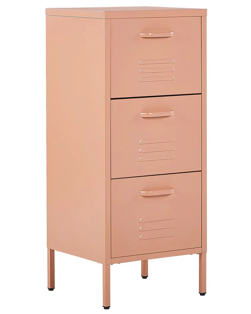 3 Drawer Metal Storage Cabinet Pink WOSTOK