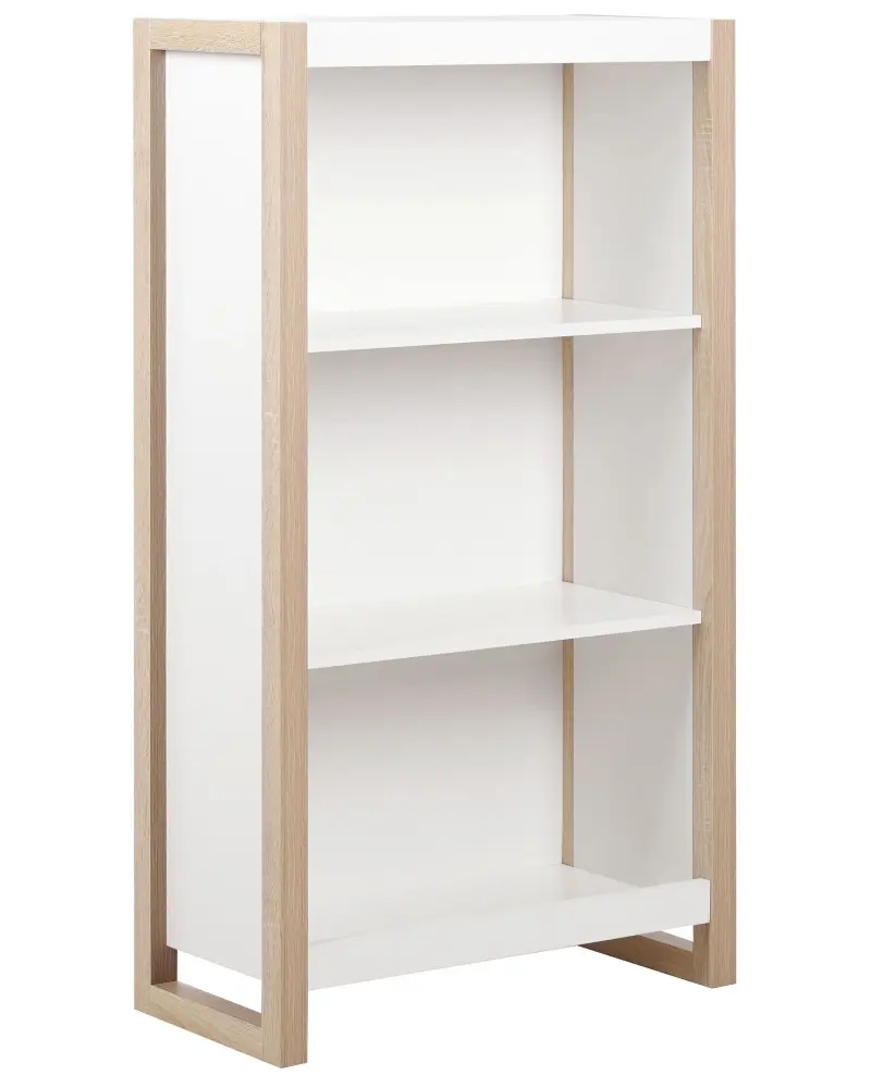 3 Tier Bookcase Light Wood White JOHNSON
