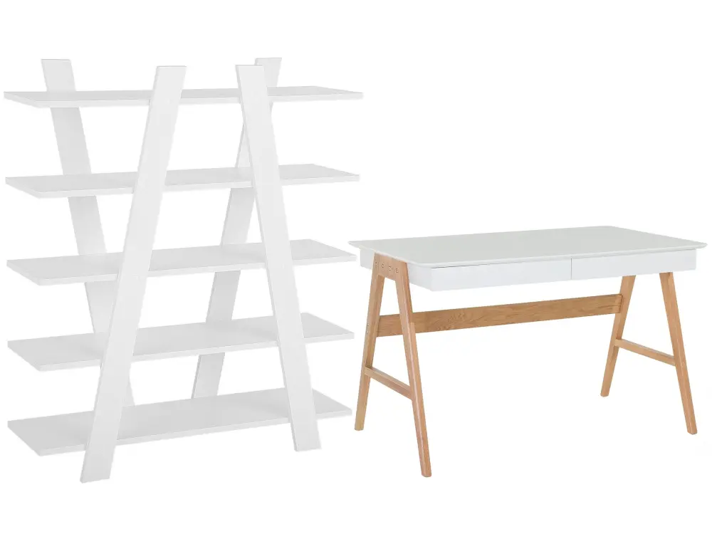 Home Office Set White and Light Wood ESCALANTE/SHESLAY