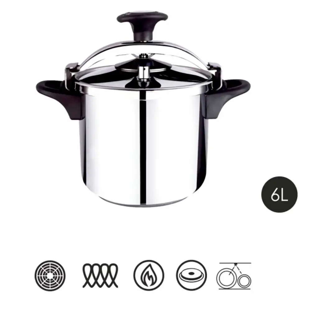 Olla presión Express Clásica 6 Bastilipo 6L acero inox Fácil de Limpiar