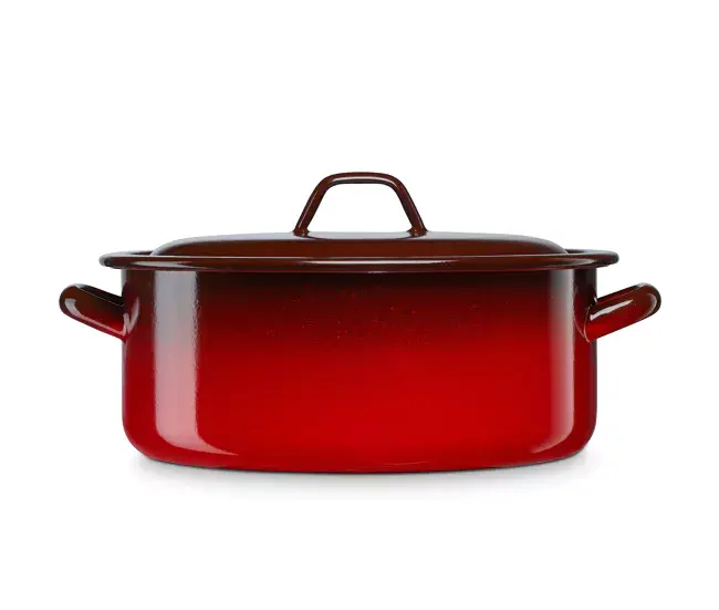 Briebe Ignea Cacerola Inducción 12 cm Cazuela 0,65 L con Tapa, Acero Esmaltado, Apta Fuego Horno, Retro, , Rojo