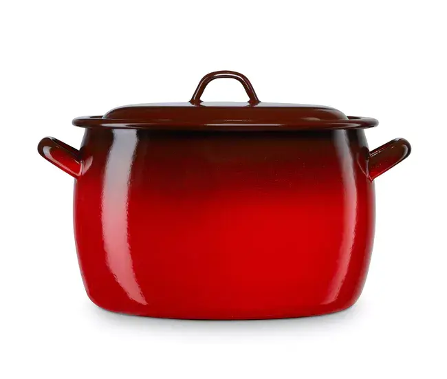 Briebe Ignea Olla Abombada Cocina Inducción 40cm, Cazuela 39,5L Tapa Acero Esmaltado, Fuego, Horno Antiguo, , Rojo