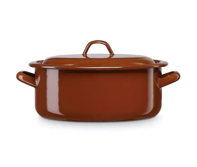 Briebe Terra Cacerola Inducción 10 cm Cazuela 0,45 L con Tapa, Acero Esmaltado, Apta Fuego Horno, Nostálgico, , Marrón