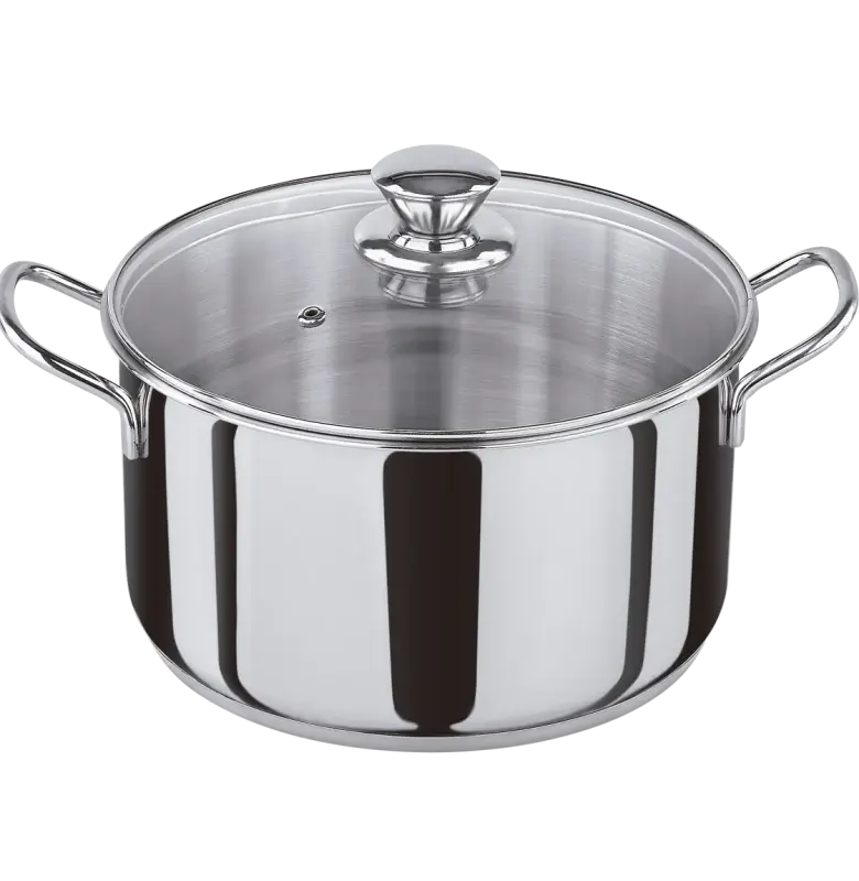 OLLA INOX CON TAPA CRISTAL 24CM con Gancho para Colgar