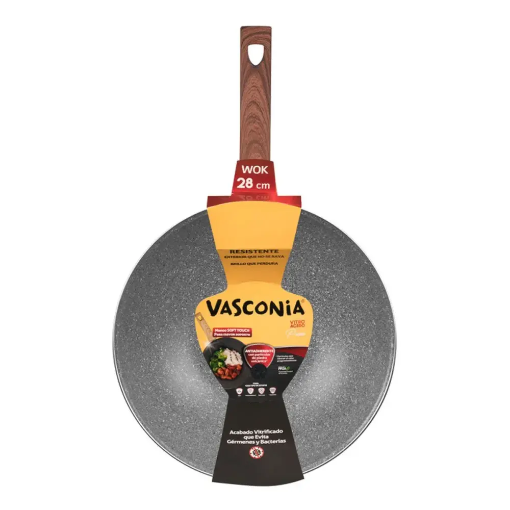 Sartén wok 28 cm con antiadherente Vasconia #224024