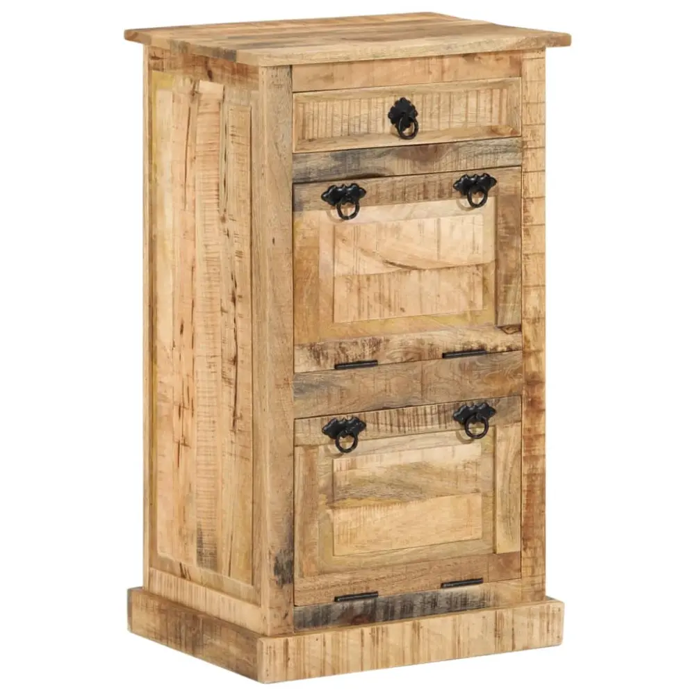 Zapatero con cajón de 4 niveles de madera maciza de mango rústico.