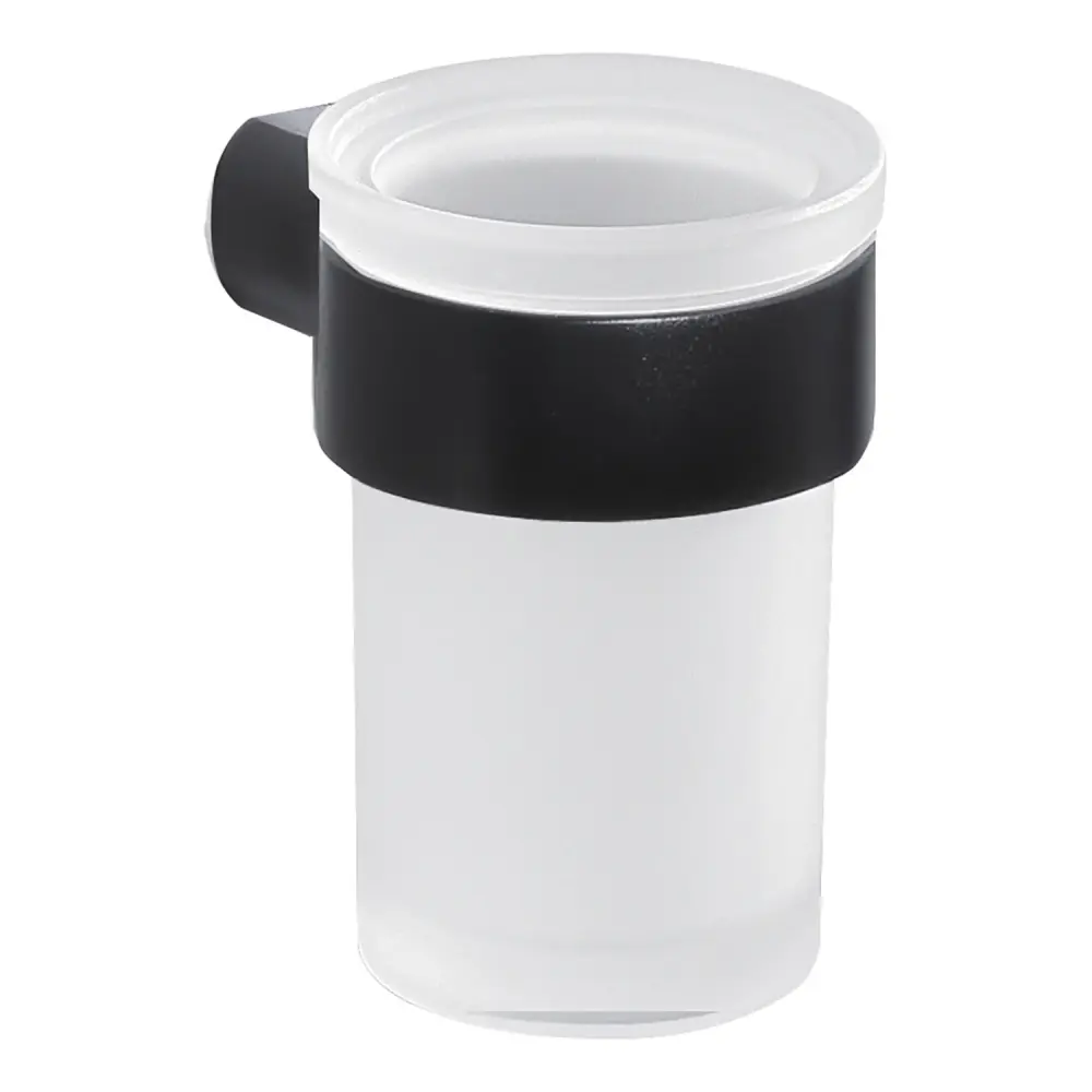 Portaspazzolini muro Ottone e Cromall Gedy serie Pirenei - Nero Matt