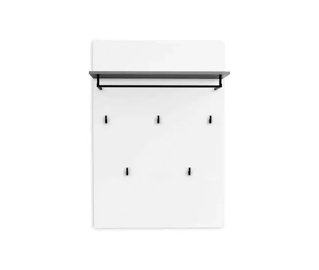 Banco de Entrada Perchero Dballotour, Perchas, Percha multiusos, Perchero de pared, Made Italy, 80x25h115 cm, Blanco deslu...