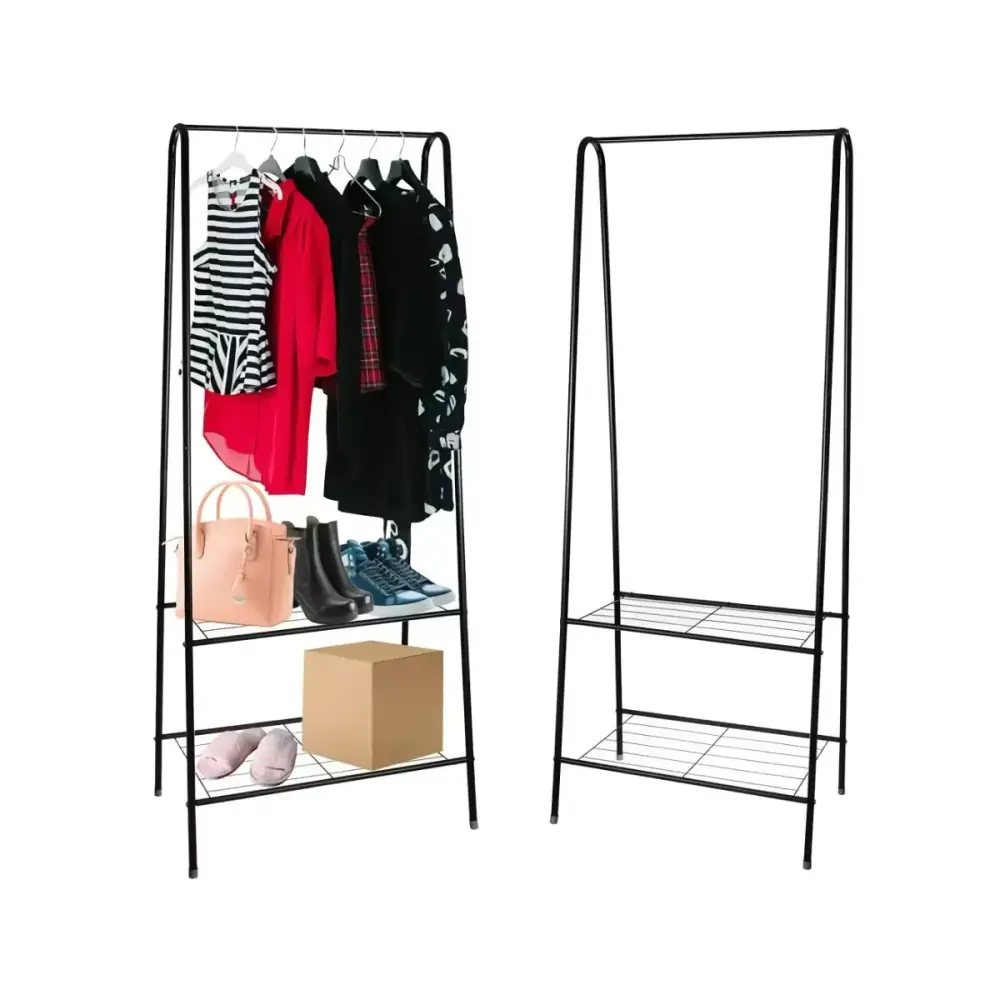Perchero de Puerta Perchero con 2 baldas negro 152x59x32 cm