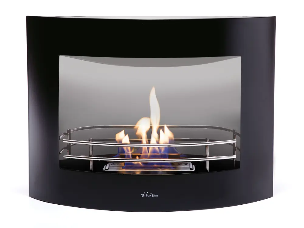 Chimenea de etanol mural en acero esmaltado negro