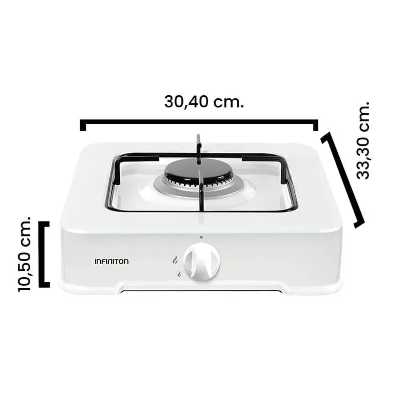 Cocina de gas portátil Infiniton GGP-1W 1 fogón control mecánico blanco 10,5x30,4x33,3 cm con Garantí de 2 ños