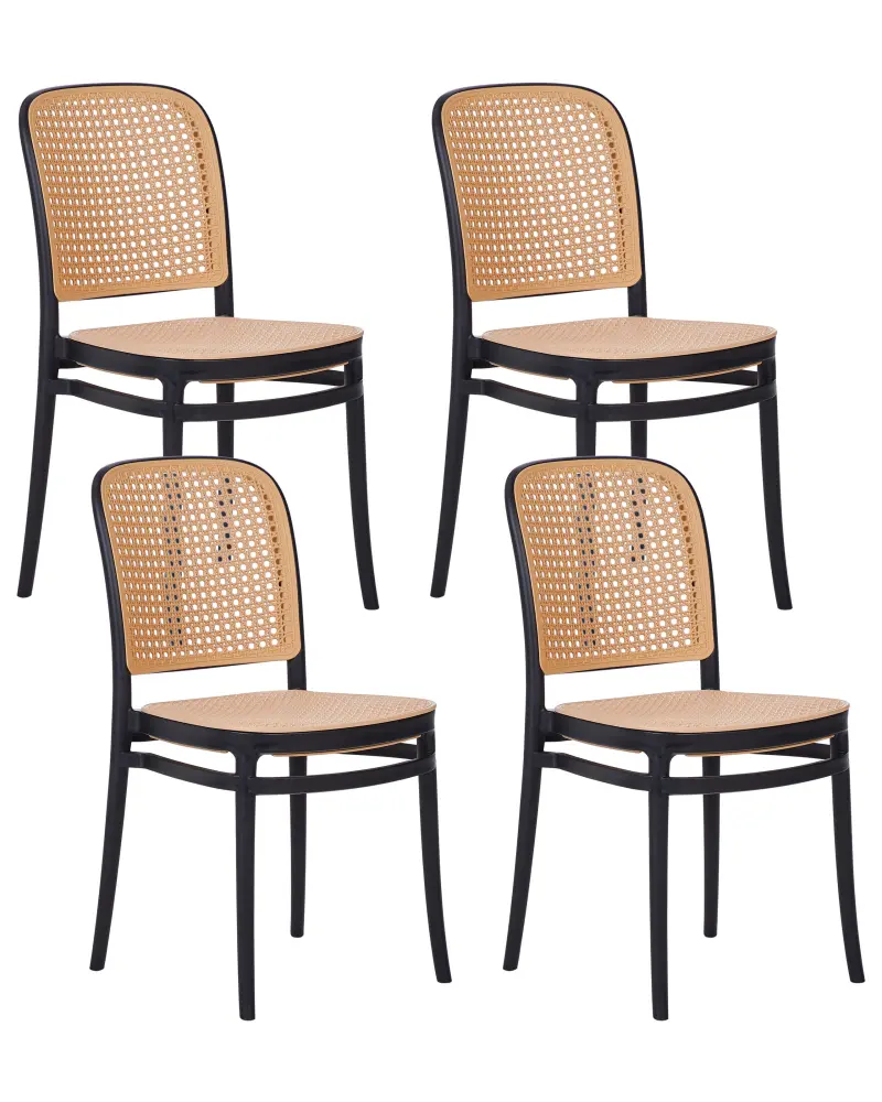 Set 4 Dining Chairs Beige and Black PLOSE