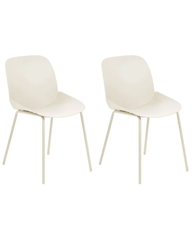 Set 2 Dining Chairs Beige MILACA