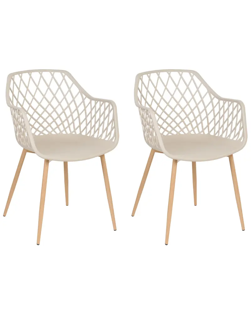 Set 2 Dining Chairs Beige NASHUA