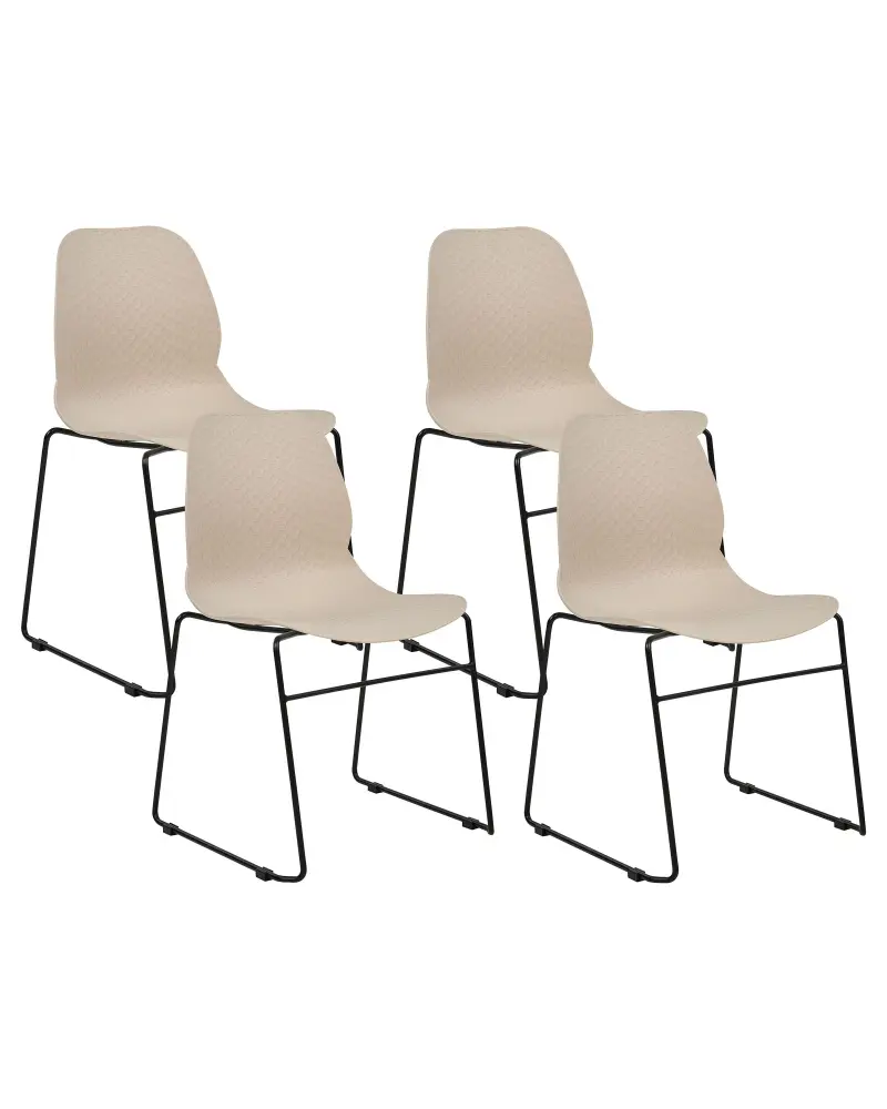 Set 4 Dining Chairs Beige PANORA