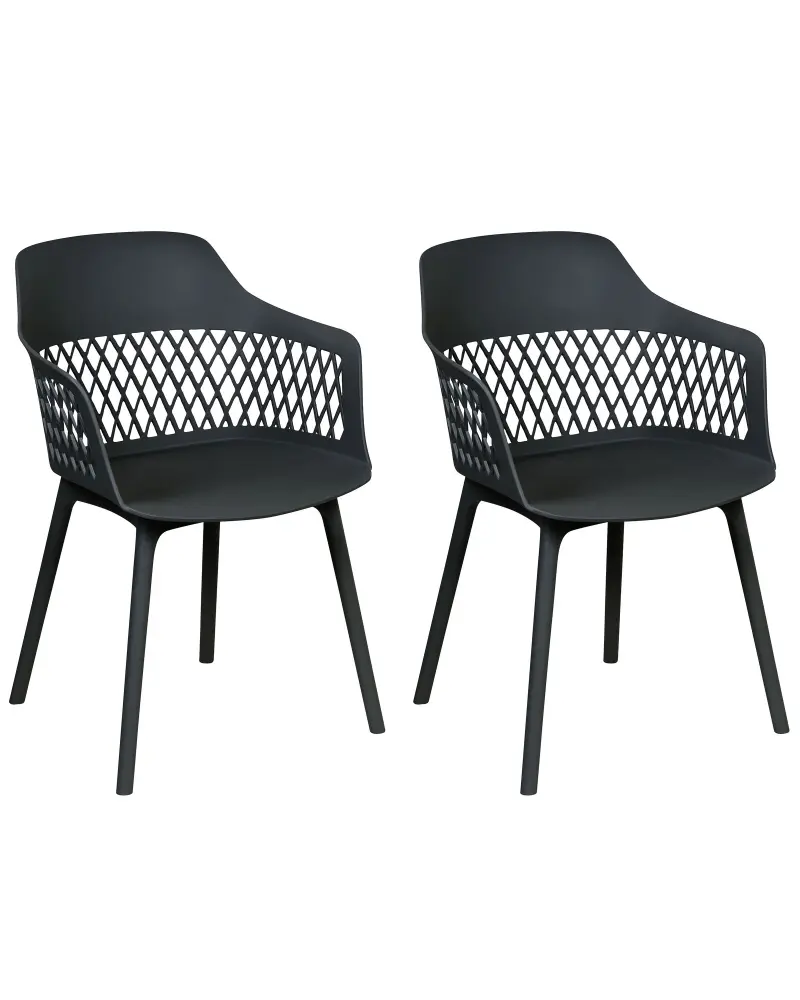 Set 2 Dining Chairs Black ALMIRA