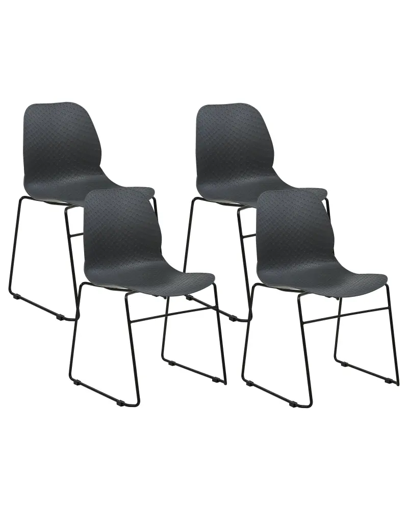 Set 4 Dining Chairs Dark Grey PANORA