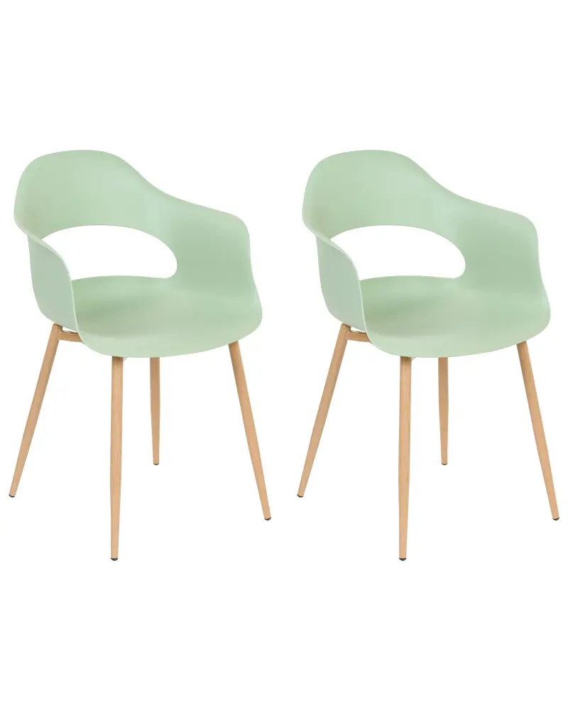 Set 2 Dining Chairs Light Green UTICA