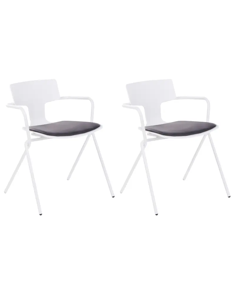 Set 2 Dining Chairs White and Black MANSON
