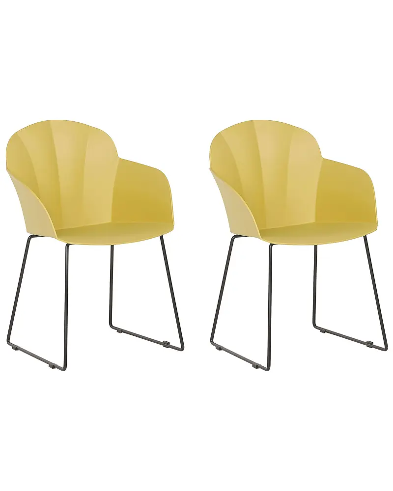 Set 2 Dining Chairs Yellow SYLVA