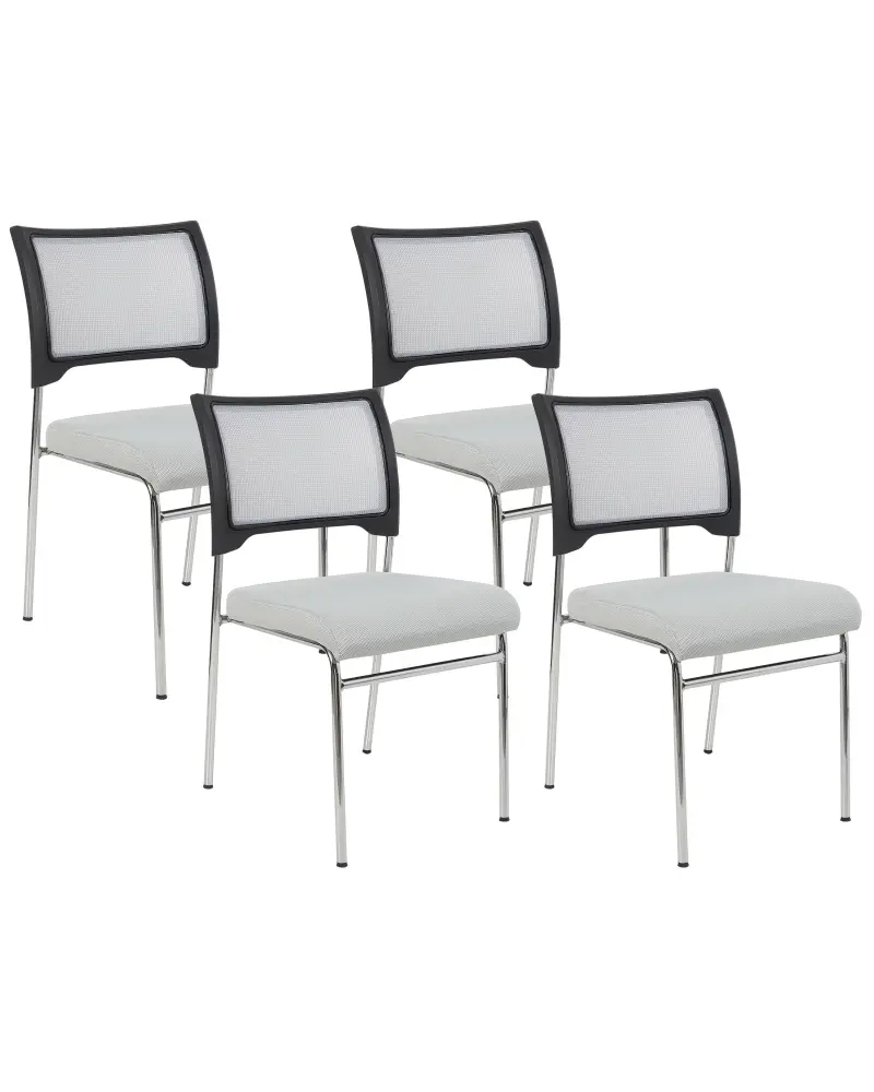 Set 4 Plastic Conference Chairs Grey SEDALIA