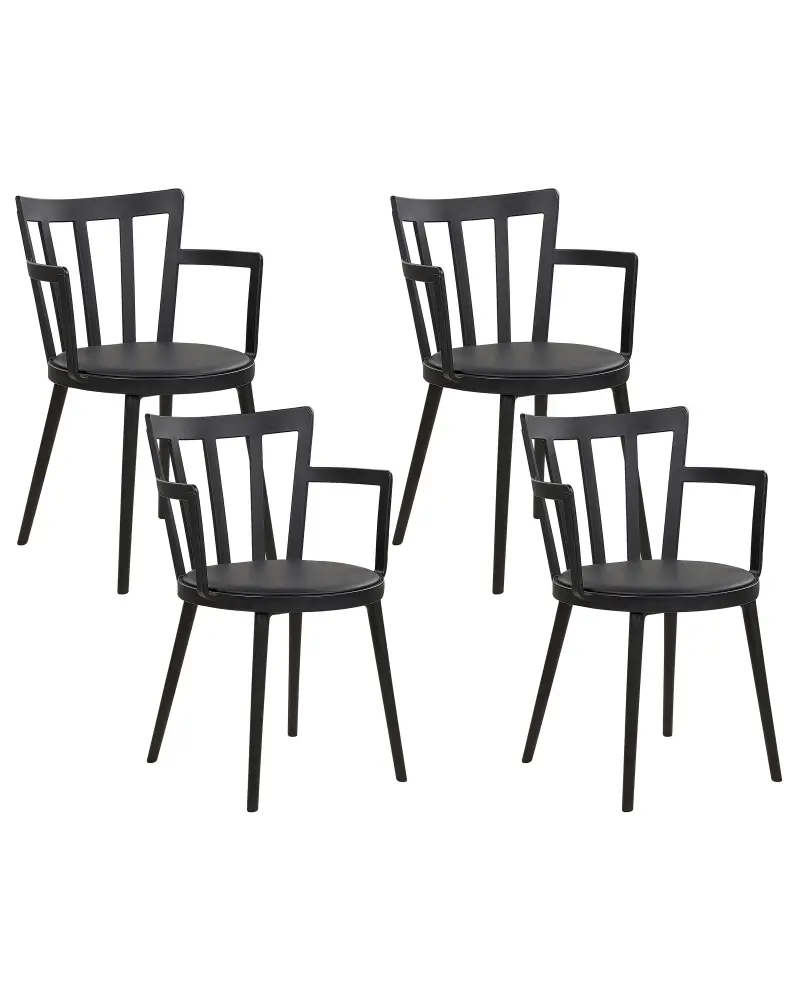 Set 4 Plastic Dining Chairs Black MORILL