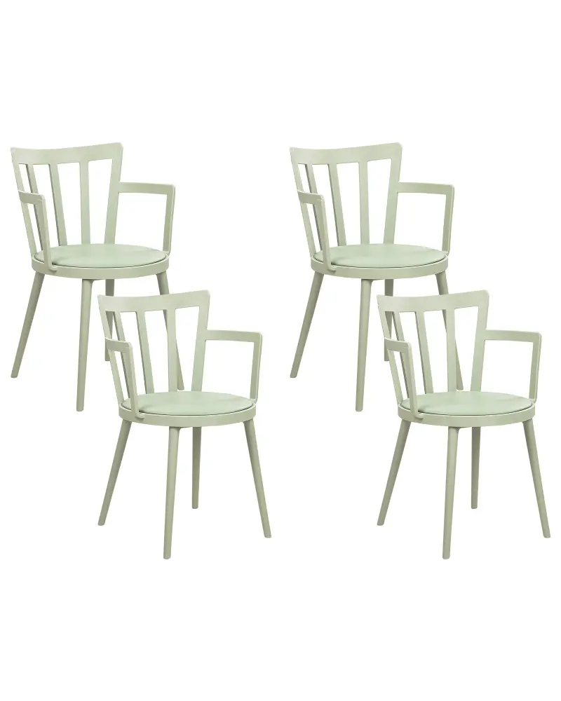 Set 4 Plastic Dining Chairs Green MORILL