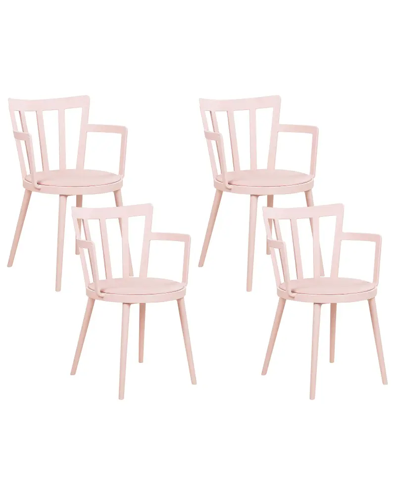 Set 4 Plastic Dining Chairs Pink MORILL