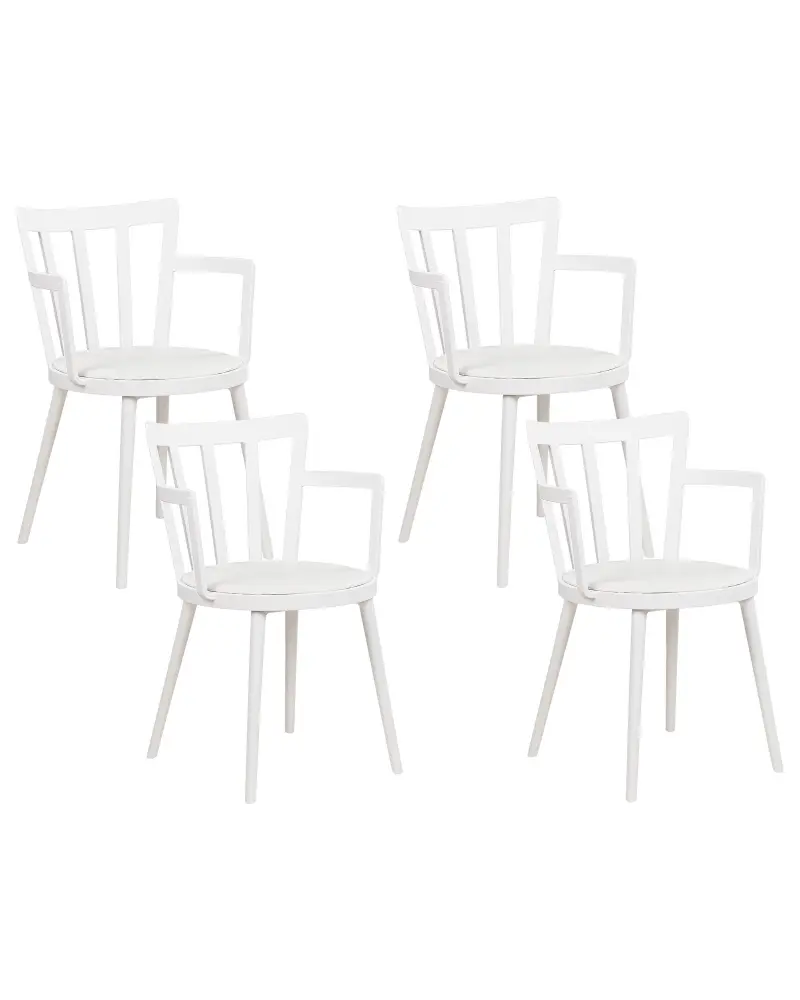 Set 4 Plastic Dining Chairs White MORILL