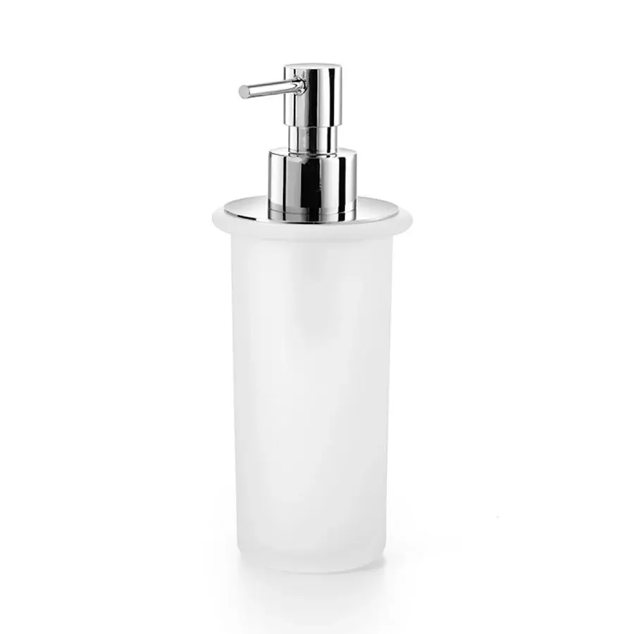 Dispenser portasapone Lineabeta collezione Baketo-Duemila-Picola vetro acidato con pompetta erogatrice cromo