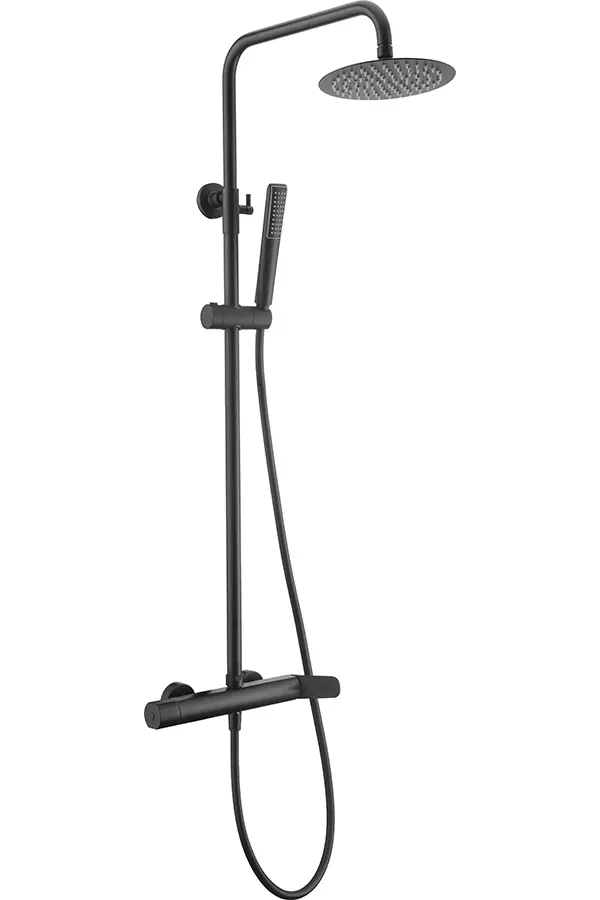 Columna de ducha extensible monomando con rociador redondo blanco mate
