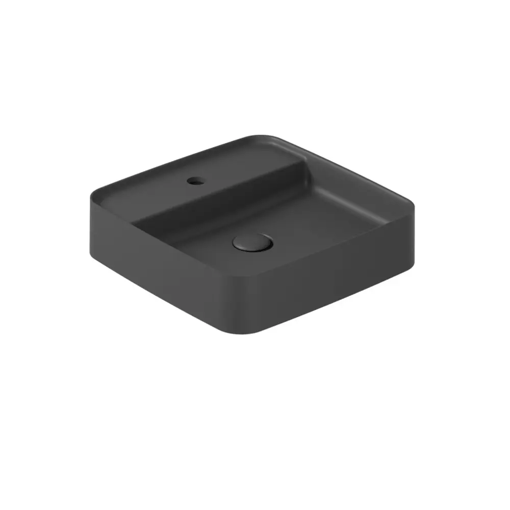 Lavabo da appoggio con piano rubinetteria serie Smart-B di Ceramica Galassia - Nero matt 45cm