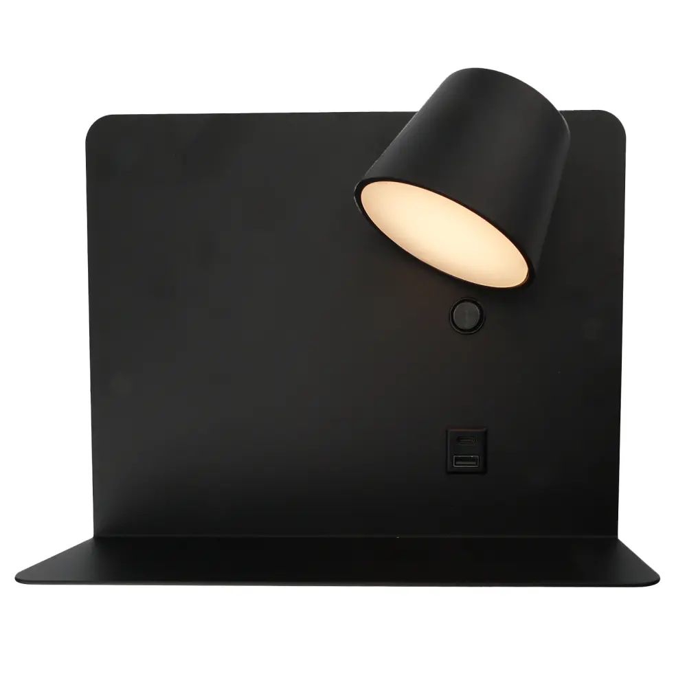 Aplique LED orientable 6w, usb y type c, negro, osram