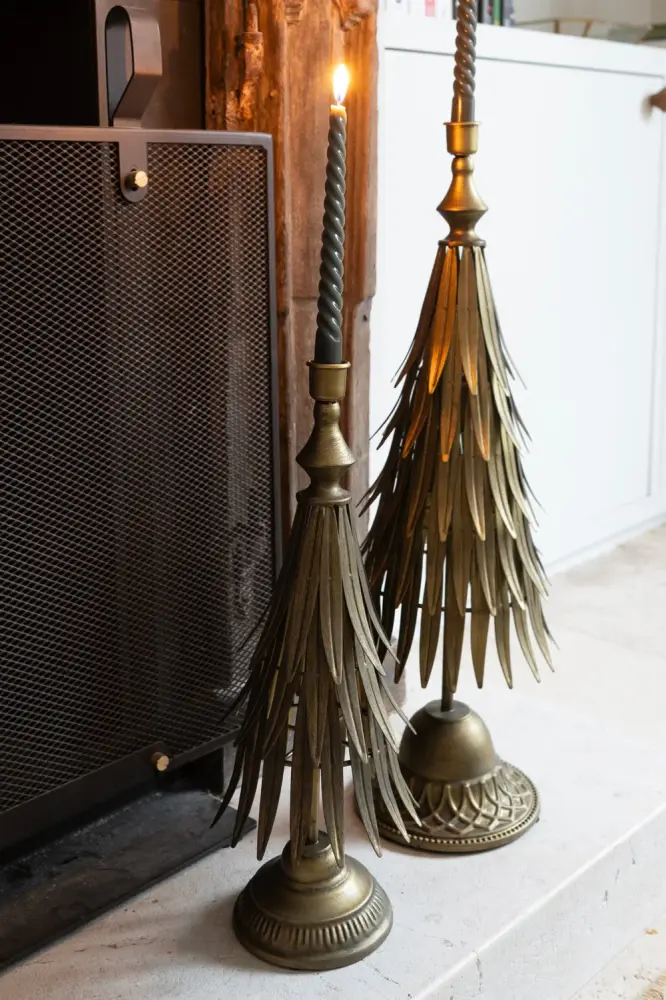Candelabro De Acero Dorado Con Diseño De Árbol 40 Cm