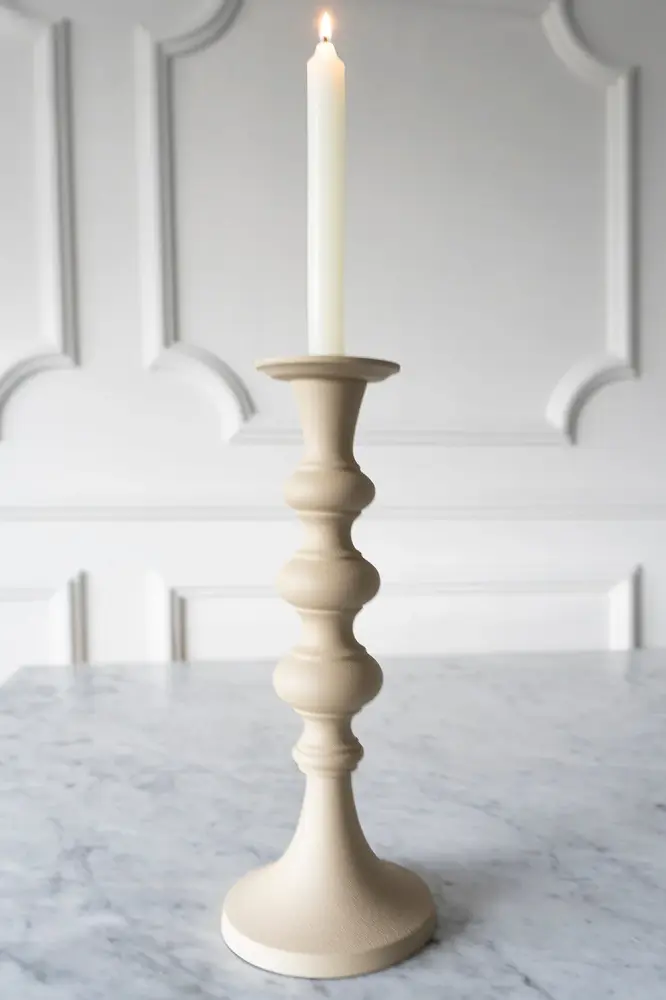 Candelabro De Aluminio En Color Crema