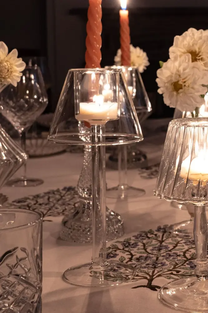 Candelabro De Cristal Con Diseño De Lámpara Transparente