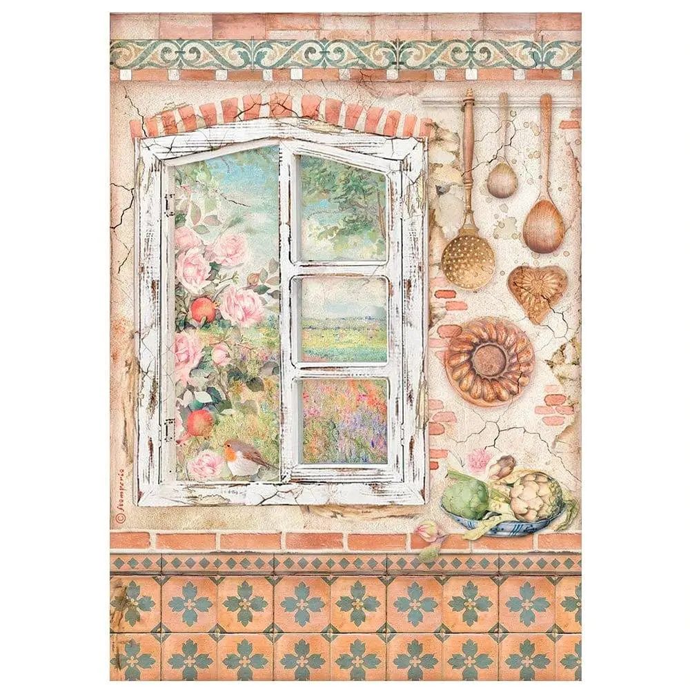Stamperia papel arroz A4 DFSA4656 Casa Granada ventana | Envío Rápido y Seguro