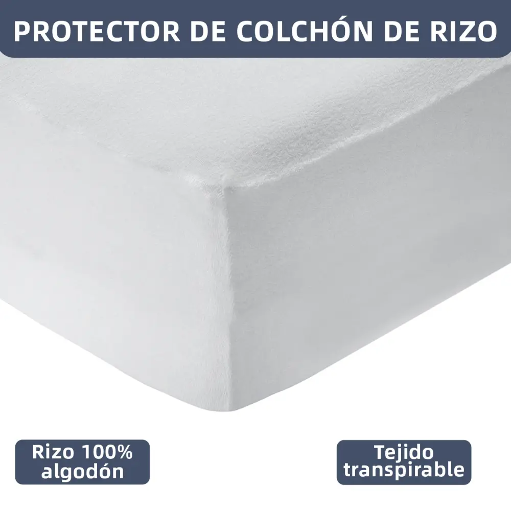 Premium Hipoaergénico Protector de colchón rizo 100% Algodón- Cama 135
