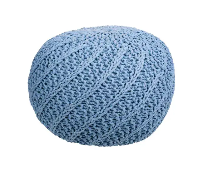 Ergonómico Profesional Puff de algodón trenzado azul 45x45x30h cm