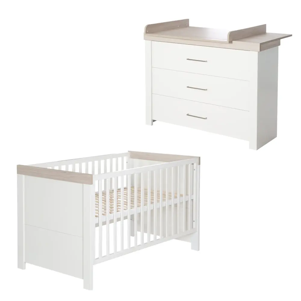 Furniture Set 'Lucy' 2-Piece, Including Convertible Children's Bed 70 x 140 cm & Amplio Changing Table