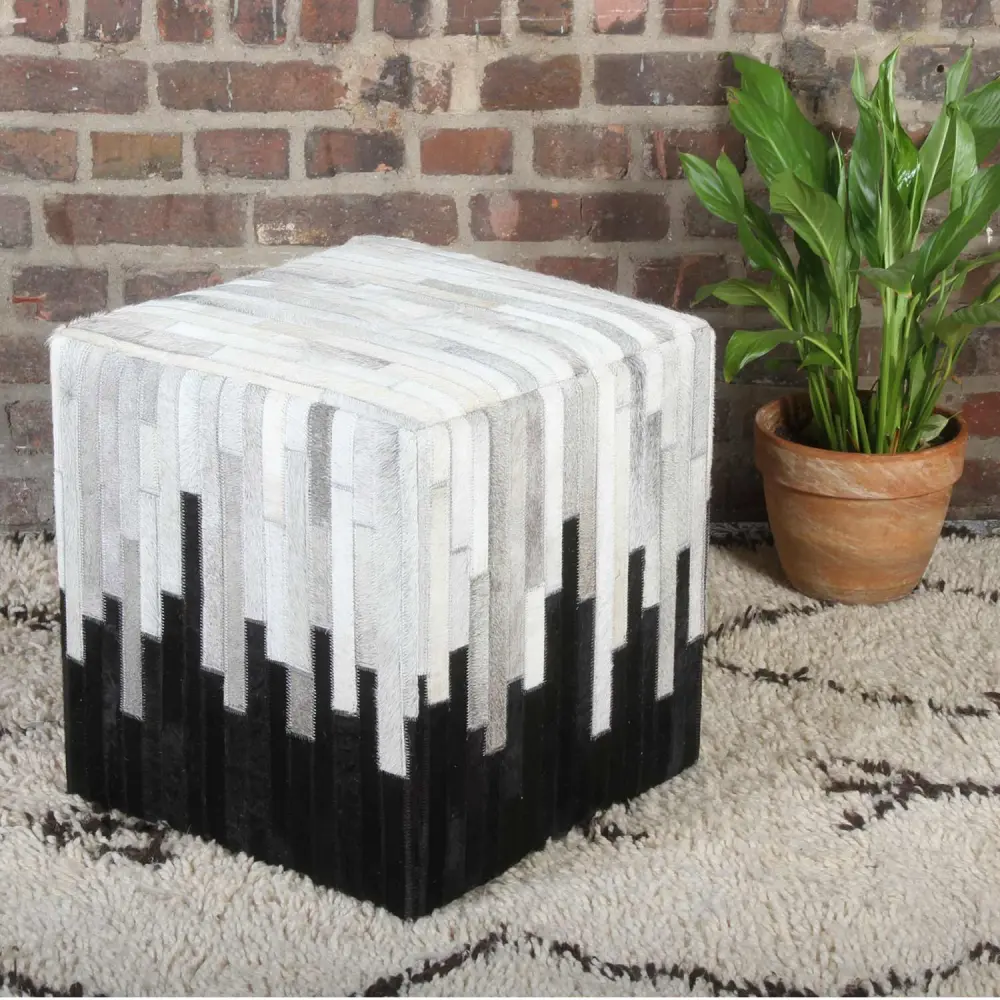 Multifuncional y Modular Puf de piel patchwork Sunil