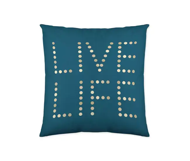 FUNDA DE COJIN VACIO GOLDEN DOTS 60x60 CM CON IMPRESIÓN POR AMBAS CARAS - Tela Hipoaergénica