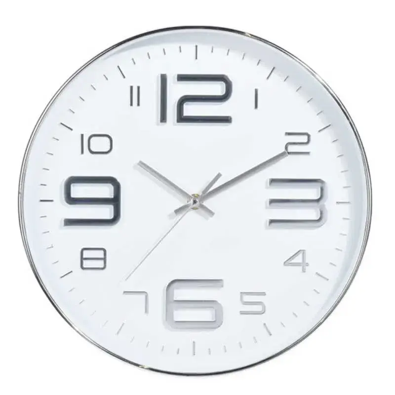 Moderno con Iluminación LED Reloj de pared con números metálicos blanco/plata Ø30 cm