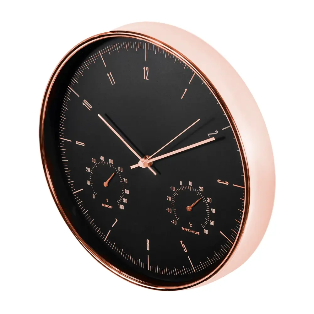 Centrumelektroniki CE70 G Reloj de pared Termómetro Higrómetro Cuarzo Colgante Decoración del hogar Redondo en Nogal y ...