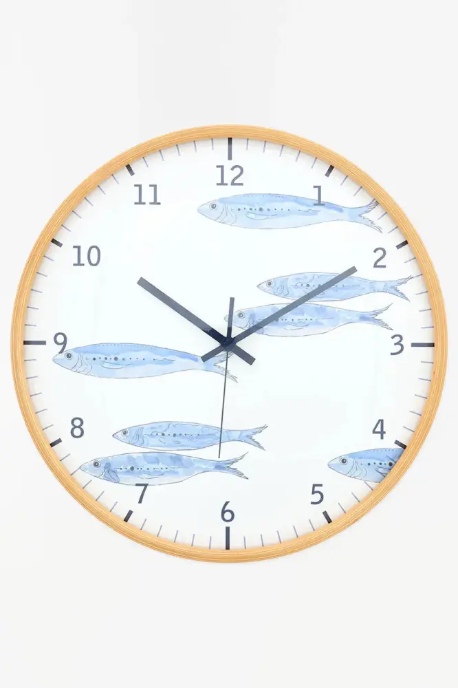 Decorativo de Lujo Reloj con peces pintados en la esfera