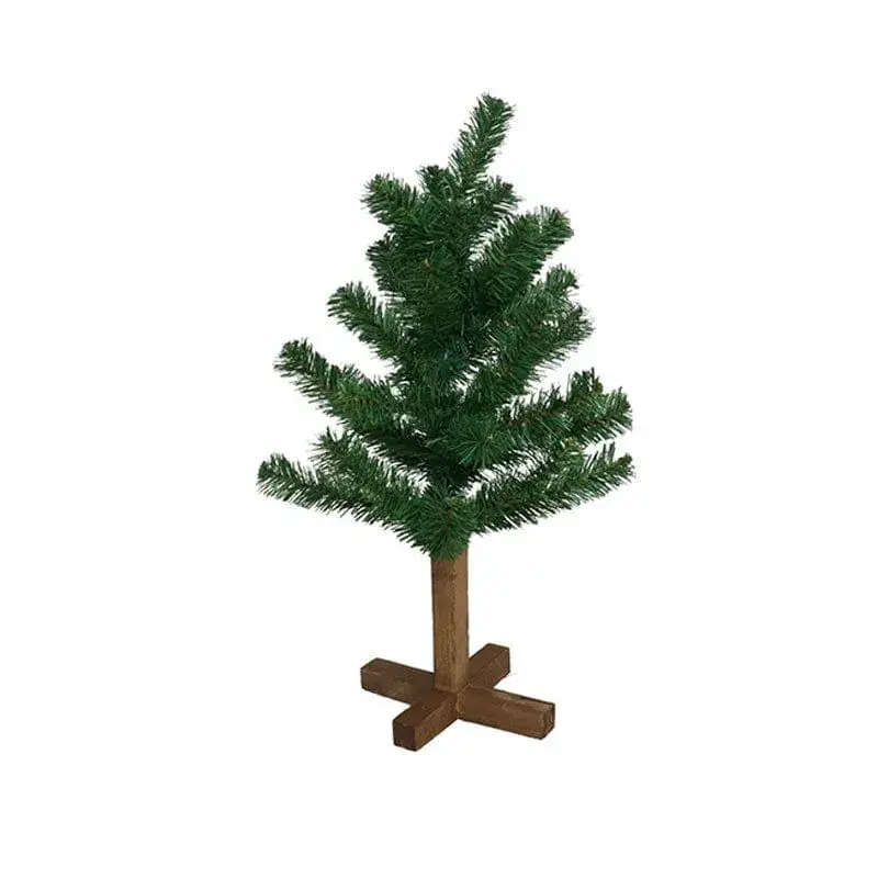Decoración Navideñ Elegante Árbol de Navidad 68 ramas base madera verde 60 cm