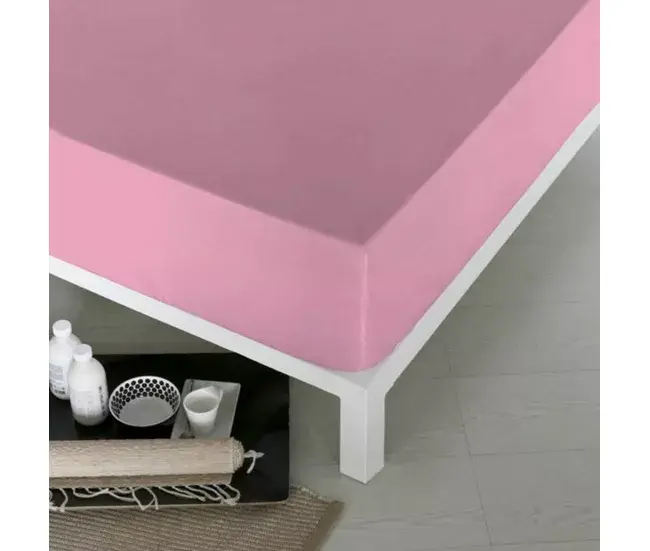 Sábana Bajera Ajustable Naturals Rosa Cama de 105 (105 x 190 cm) de Bambú Viscosa