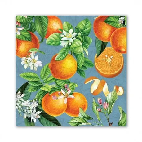 Servilletas cocktail de papel diseño naranja con Certificación de Seguridad Alimentaria