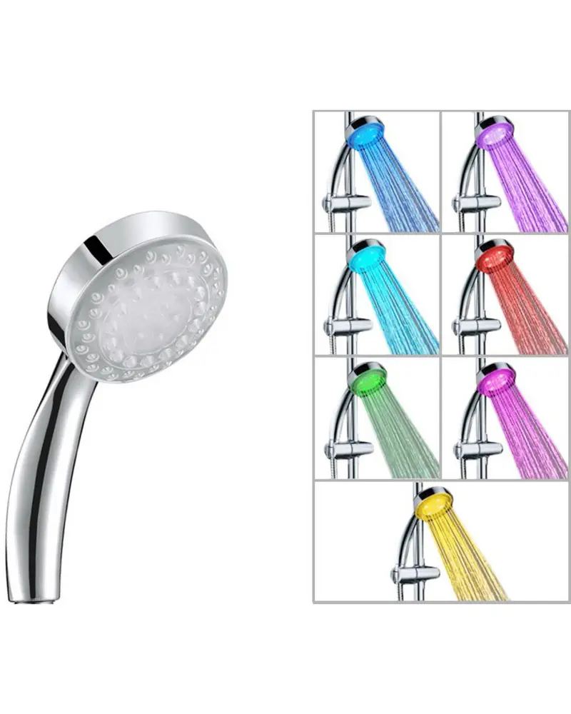 Shower Head RAINBOW LED Lights Silver